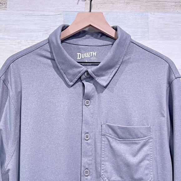 DULUTH Trading Co Long Sleeve Performance Button Down Shirt Gray Mens Large - Picture 2 of 6